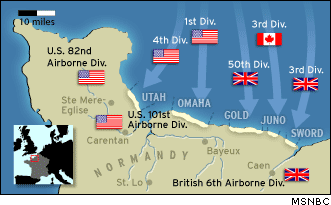 June 6, 1944 D-Day Normandy Invasion Map