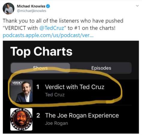 The most popular podcast in the United States: Ted Cruz and Michael Knowles