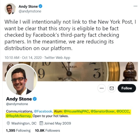 Andy Stone Facebook Meta Democrat